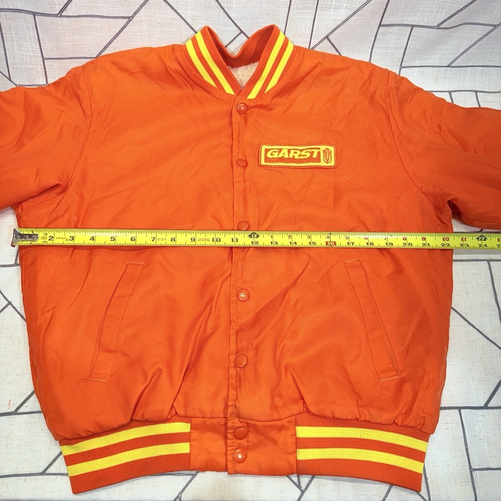 Vintage Garst Seed‎ Orange Sherpa Lined Swingster Snap Jacket Adult Med. Orange - Picture 8 of 12